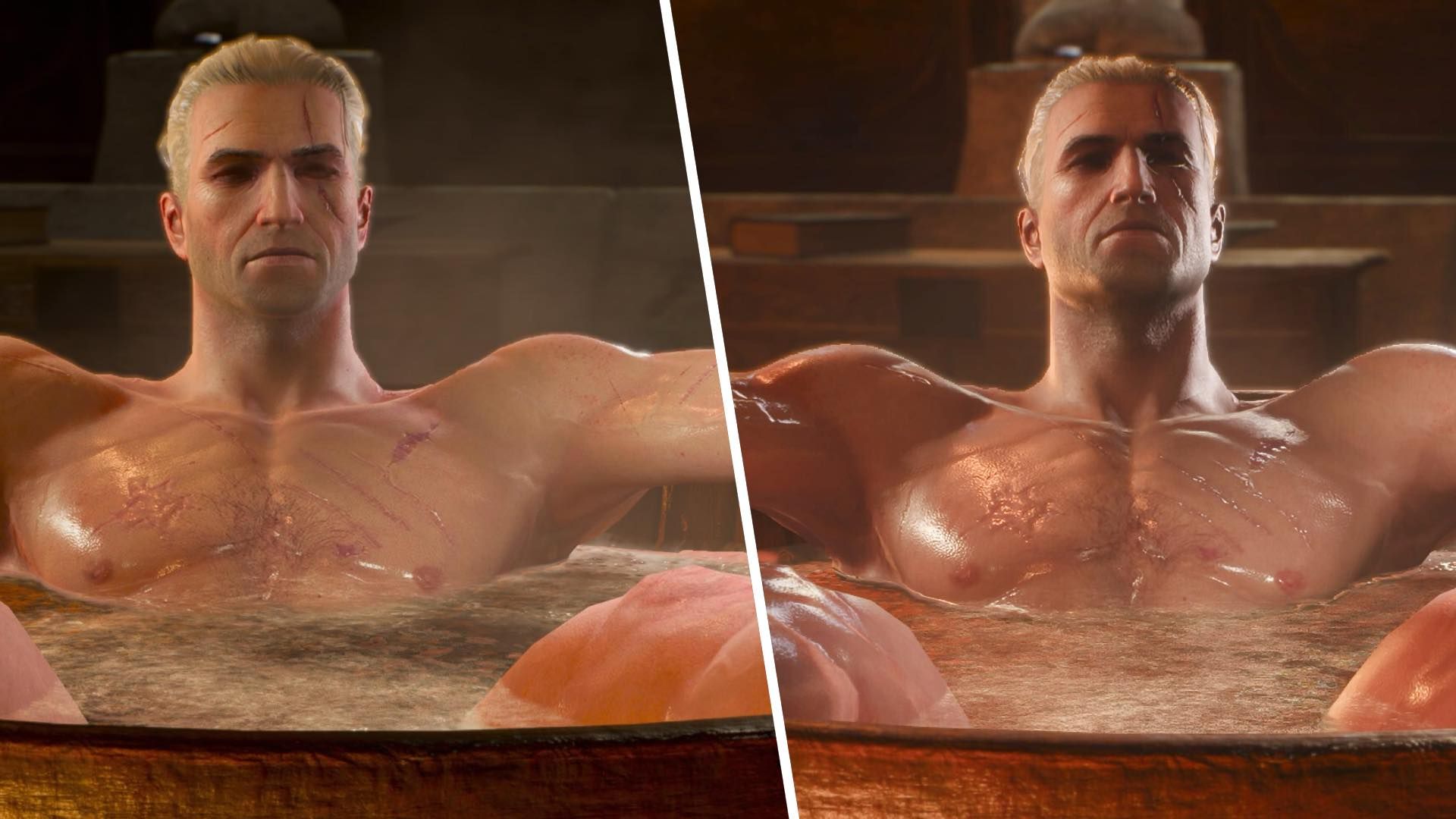 Энд түүнийг танилцуулж байна: The Witcher 3 дахь оригинал ба remastered Tub Geralt-ийн дэлхийн анхны харьцуулалт